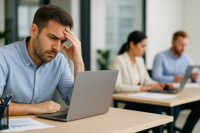 Formation Microsoft Copilot Toulouse. IA générative Copilot Photo d'un homme qui travaille sur ordinateur. 